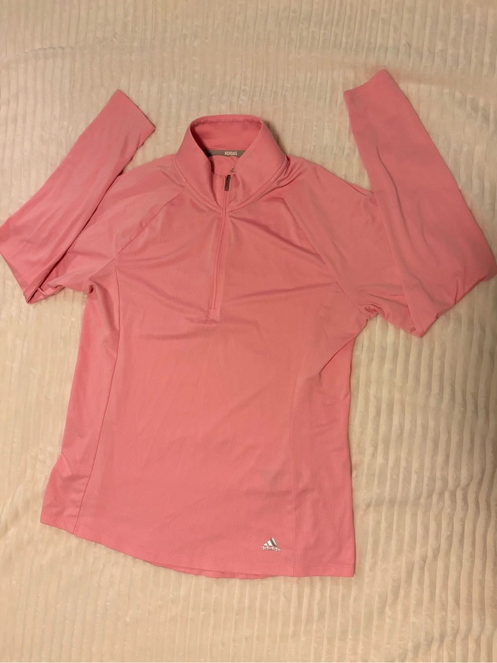 Adidas Golf Women 1/4 Zip UPF50 Shirt Pullover in Light Pink Size M Sporty Golf